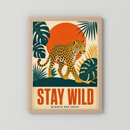 Stay Wild Leopard – Retro Jungle Art Print
