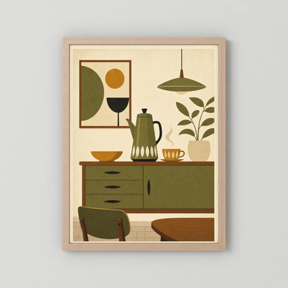 Mid-Century Modern Coffee Nook Still Life Art Print