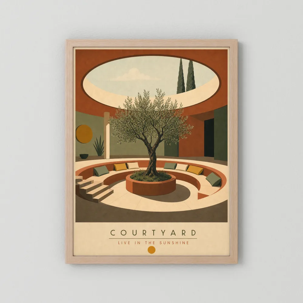 Courtyard Live In The Sunshine Olive Tree Art Print
