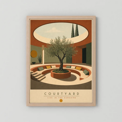 Courtyard Live In The Sunshine Olive Tree Art Print