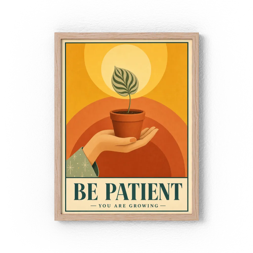 Be Patient – Retro Botanical Plant Art Print