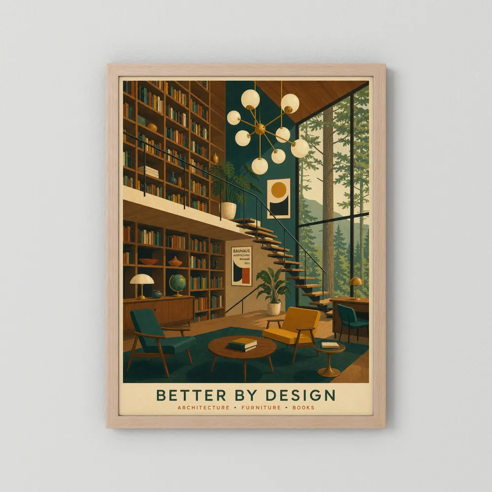 Better By Design Mid-Century Modern Library Art Print