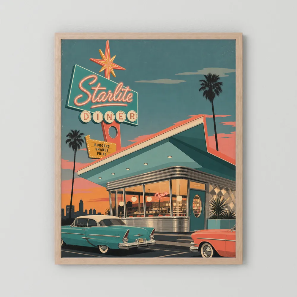 Starlite Diner Retro Americana Art Print