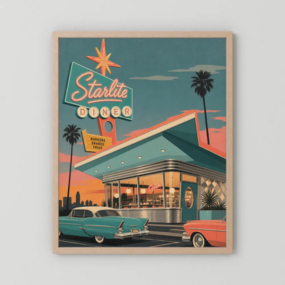 Starlite Diner Retro Americana Art Print