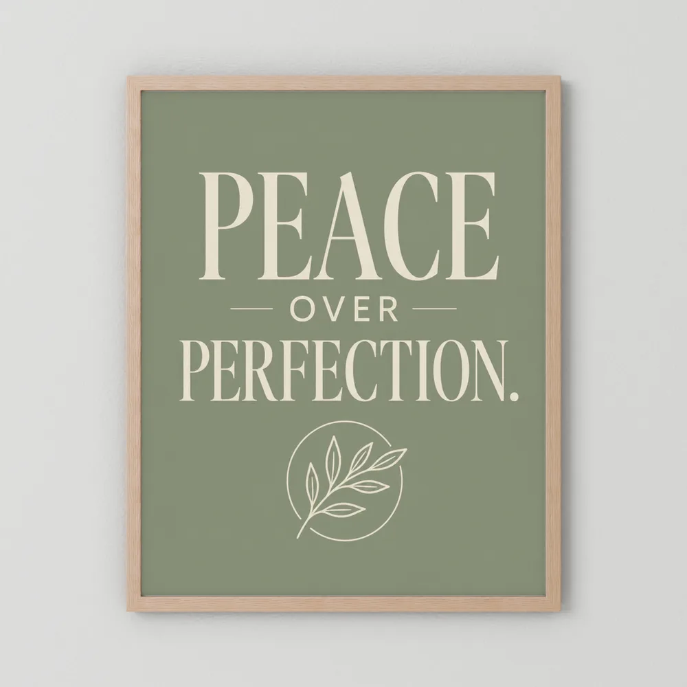 "Peace Over Perfection" Retro Botanical Art Print