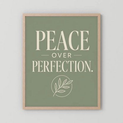 "Peace Over Perfection" Retro Botanical Art Print