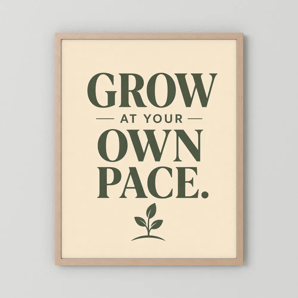 "Grow At Your Own Pace" Retro Quote Art Print