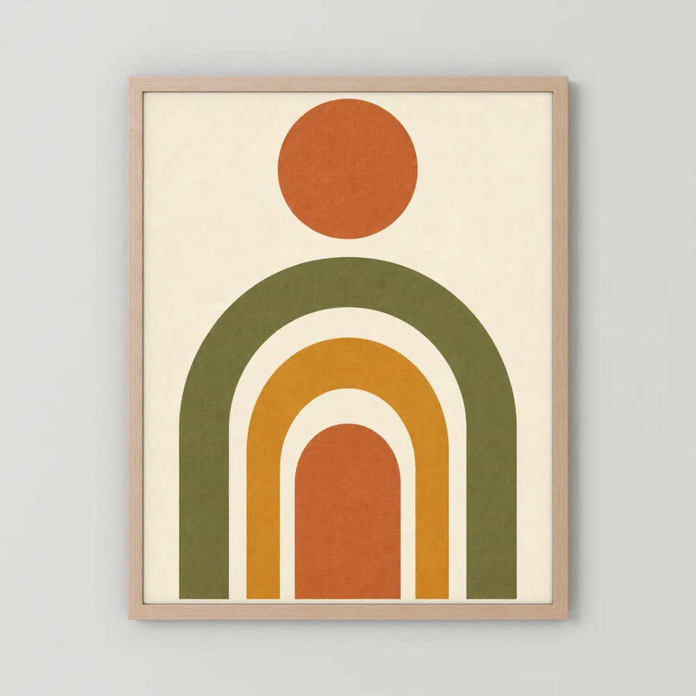 Terracotta Rainbow Sun Boho Minimalist Art Print