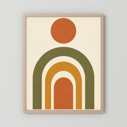 Terracotta Rainbow Sun Boho Minimalist Art Print