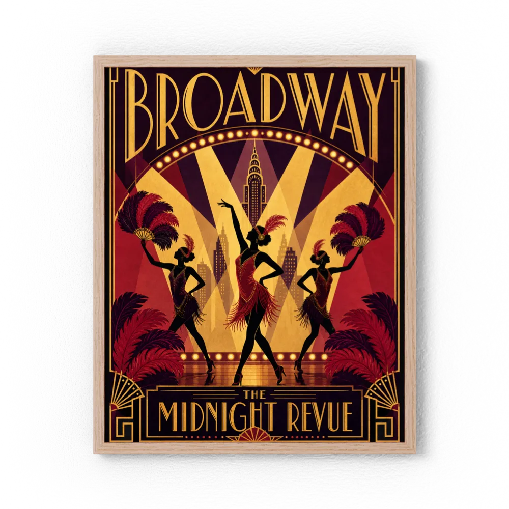 Broadway: The Midnight Revue – Vintage 1920s Art Deco Cabaret Poster Print