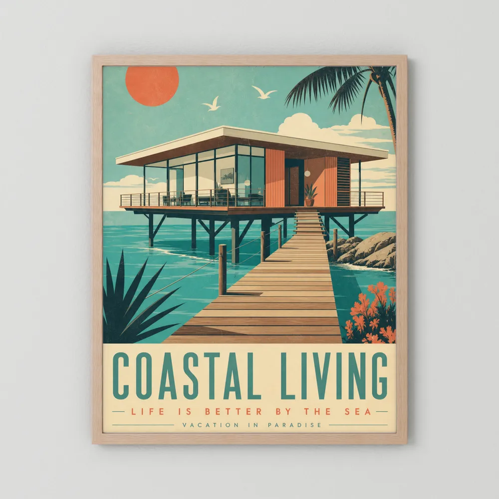 Coastal Living Mid-Century Beach House Art Print