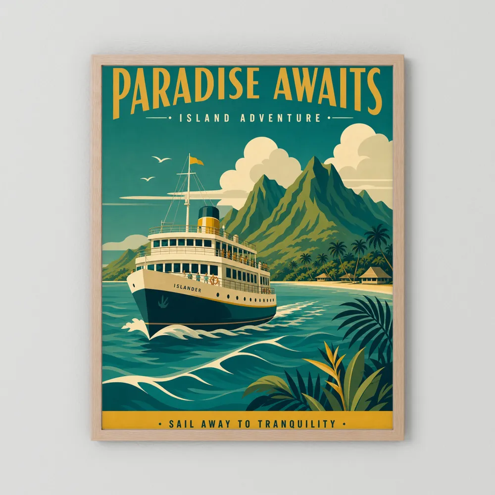 Paradise Awaits Vintage Island Travel Poster Art Print
