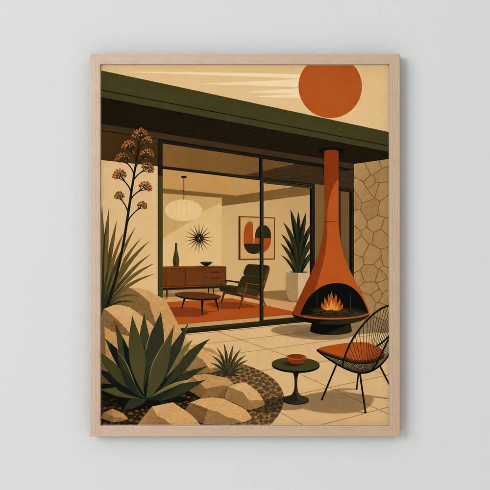 Mid-Century Modern Desert Oasis Art Print