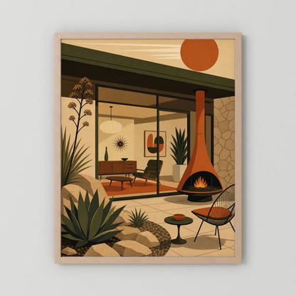 Mid-Century Modern Desert Oasis Art Print