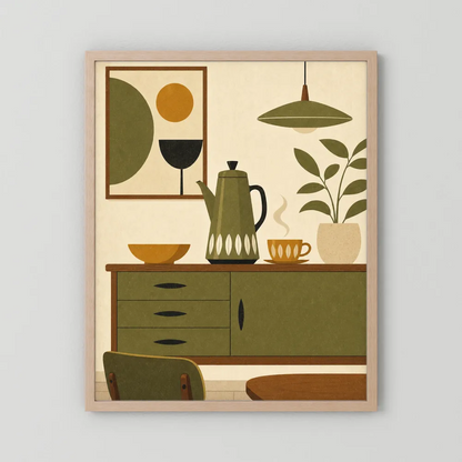 Mid-Century Modern Coffee Nook Still Life Art Print