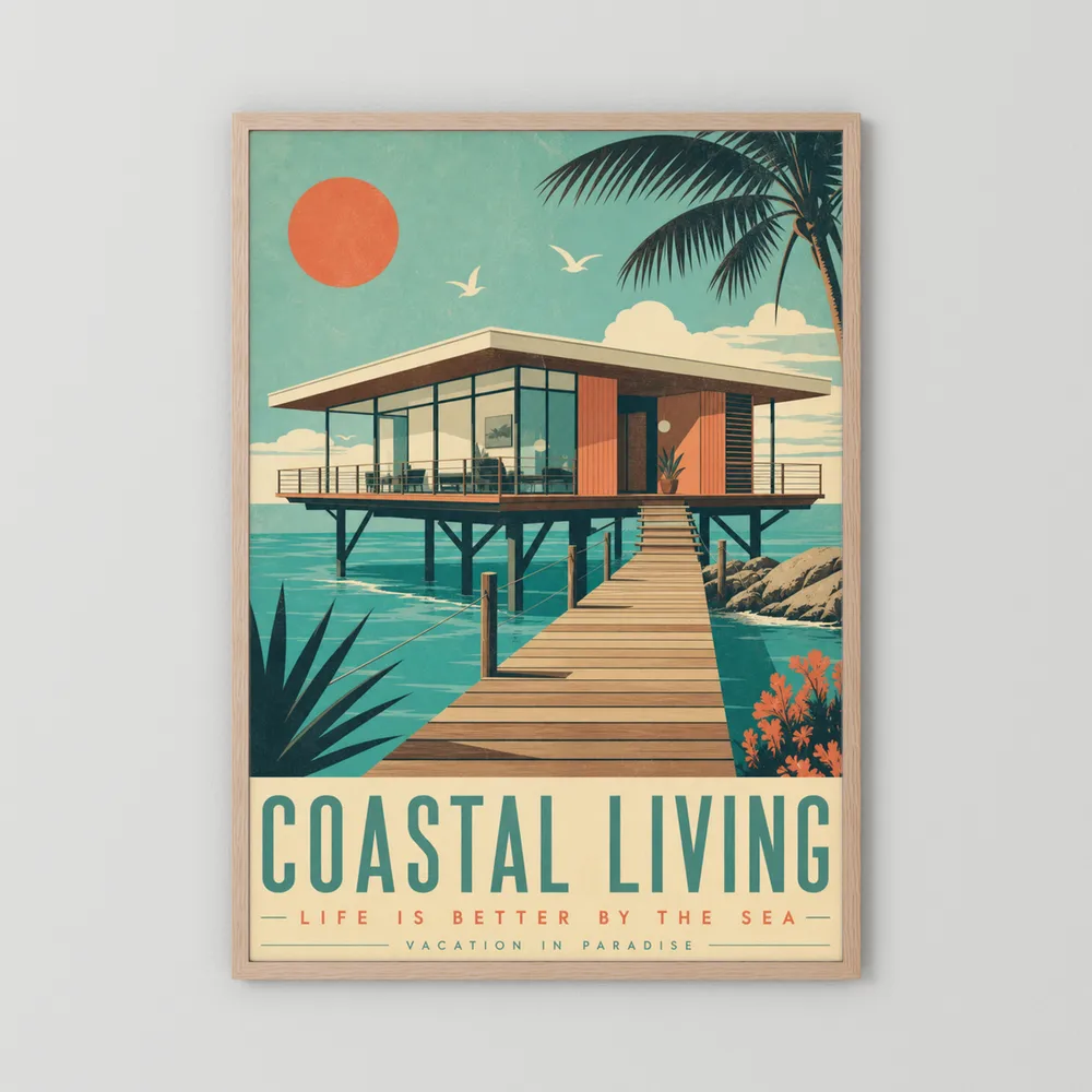 Coastal Living Mid-Century Beach House Art Print