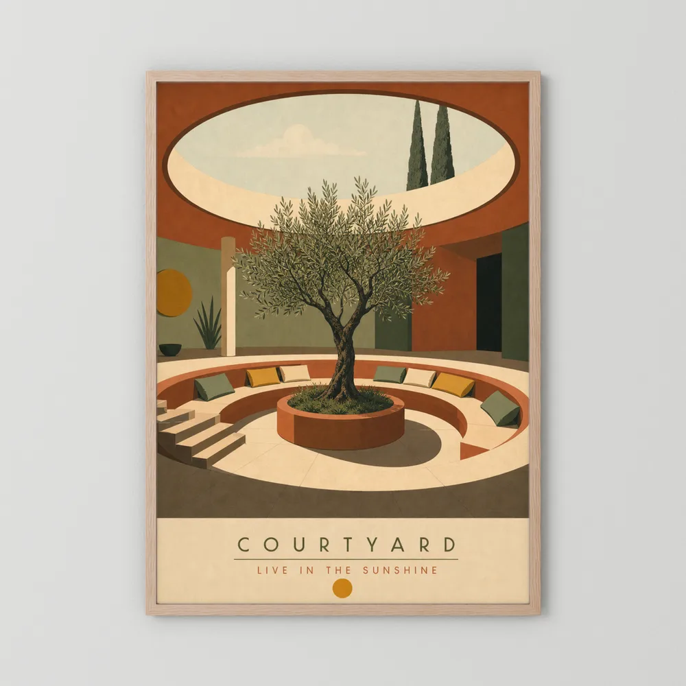 Courtyard Live In The Sunshine Olive Tree Art Print