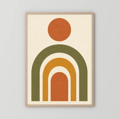 Terracotta Rainbow Sun Boho Minimalist Art Print