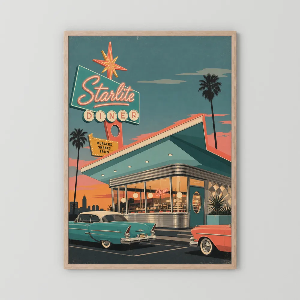 Starlite Diner Retro Americana Art Print