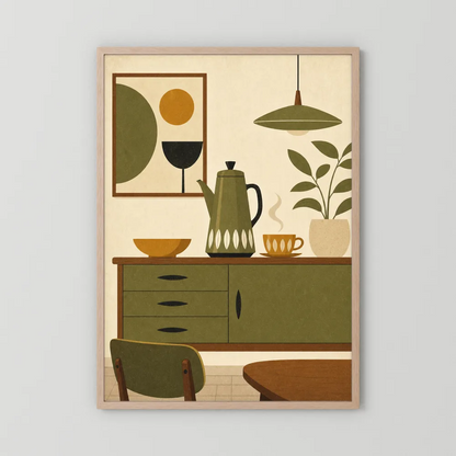 Mid-Century Modern Coffee Nook Still Life Art Print