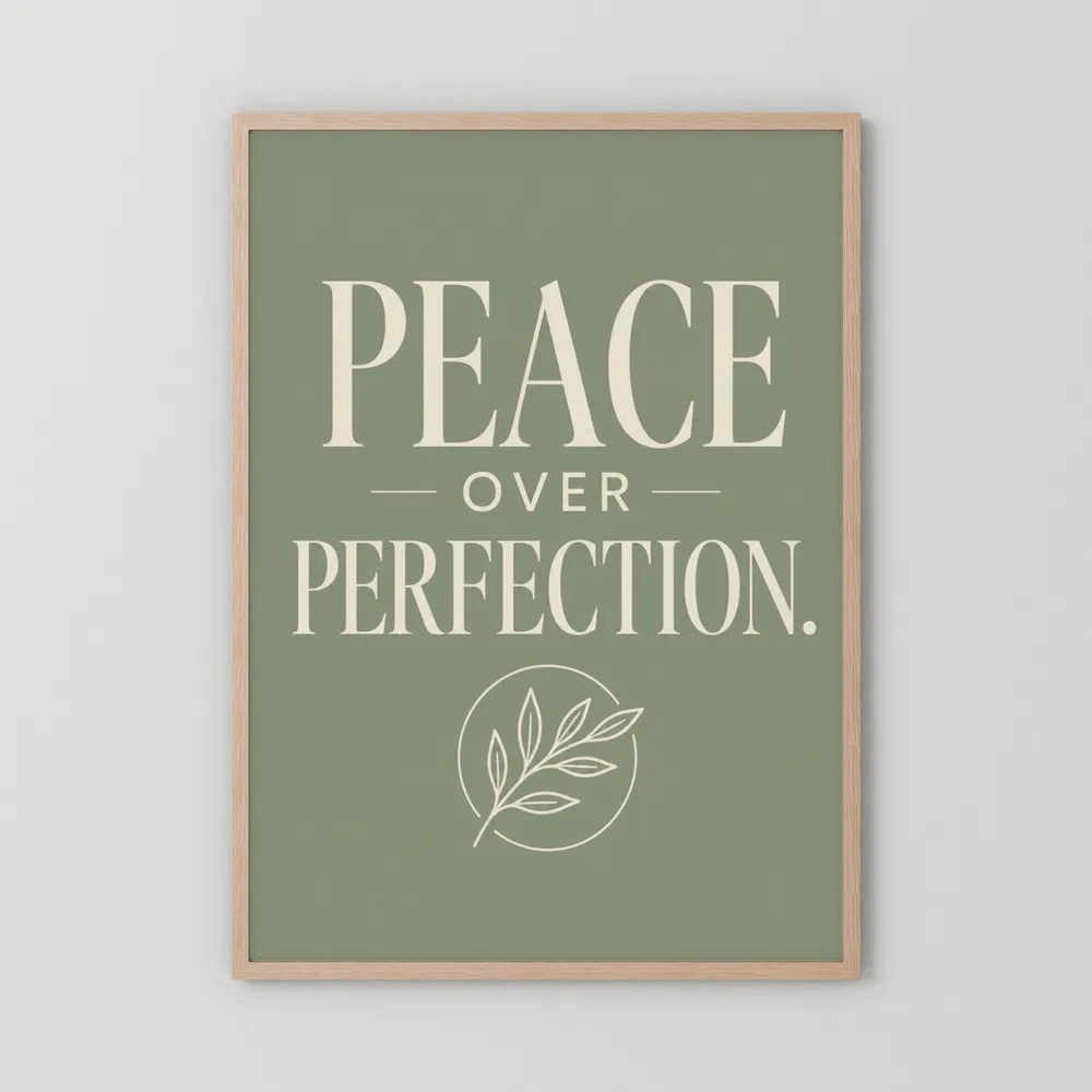 "Peace Over Perfection" Retro Botanical Art Print