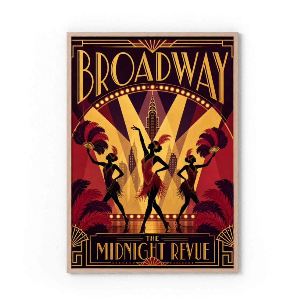 Broadway: The Midnight Revue – Vintage 1920s Art Deco Cabaret Poster Print