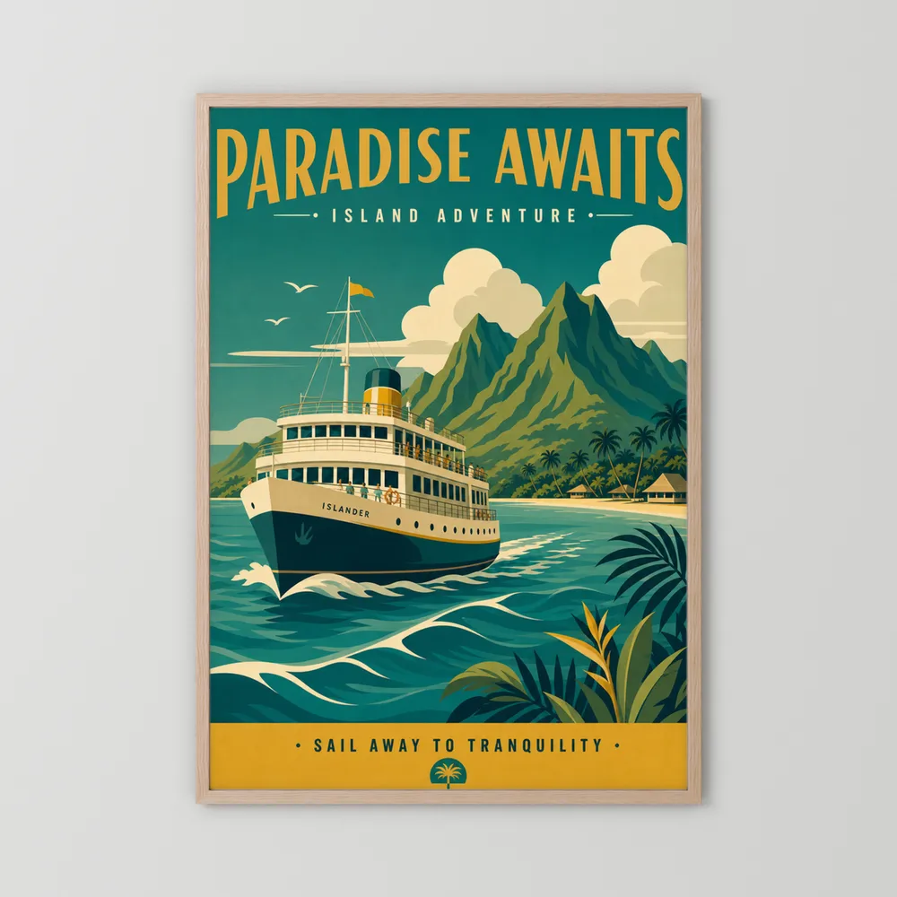 Paradise Awaits Vintage Island Travel Poster Art Print