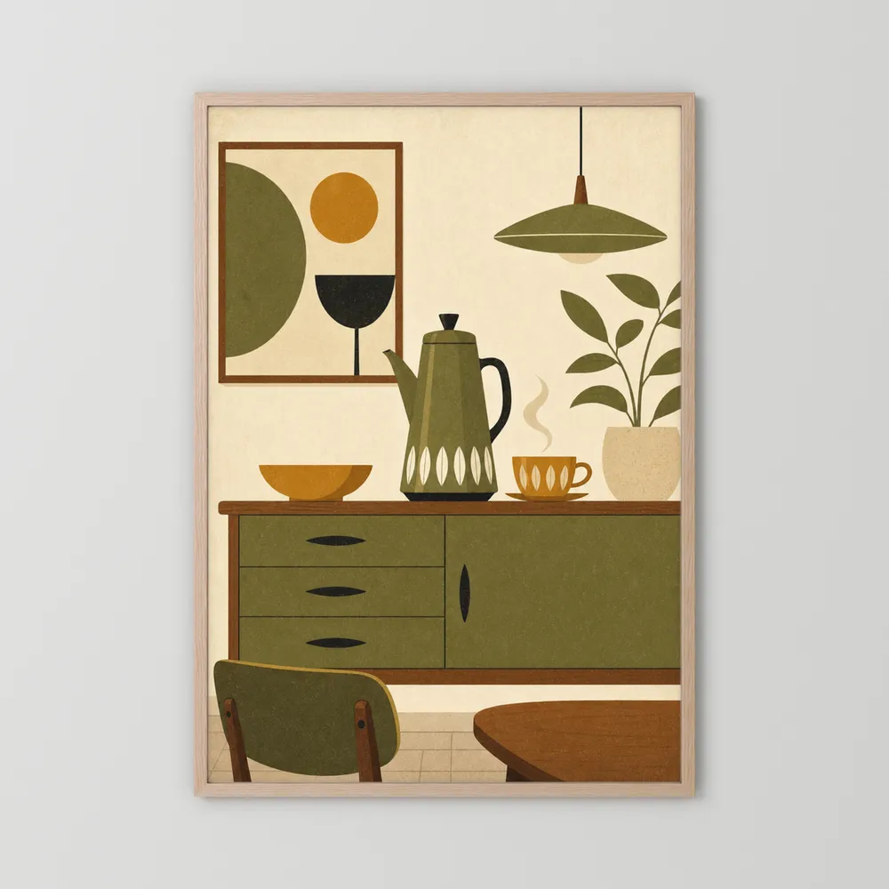 Mid-Century Modern Coffee Nook Still Life Art Print