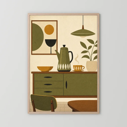 Mid-Century Modern Coffee Nook Still Life Art Print