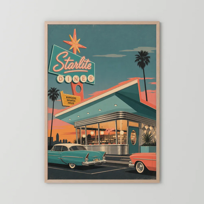 Starlite Diner Retro Americana Art Print