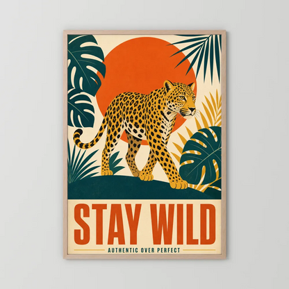 Stay Wild Leopard – Retro Jungle Art Print