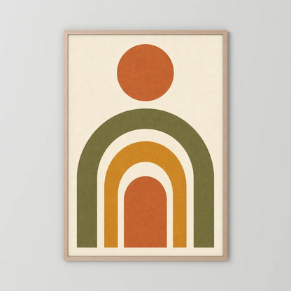 Terracotta Rainbow Sun Boho Minimalist Art Print