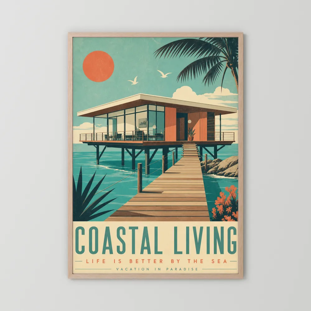 Coastal Living Mid-Century Beach House Art Print