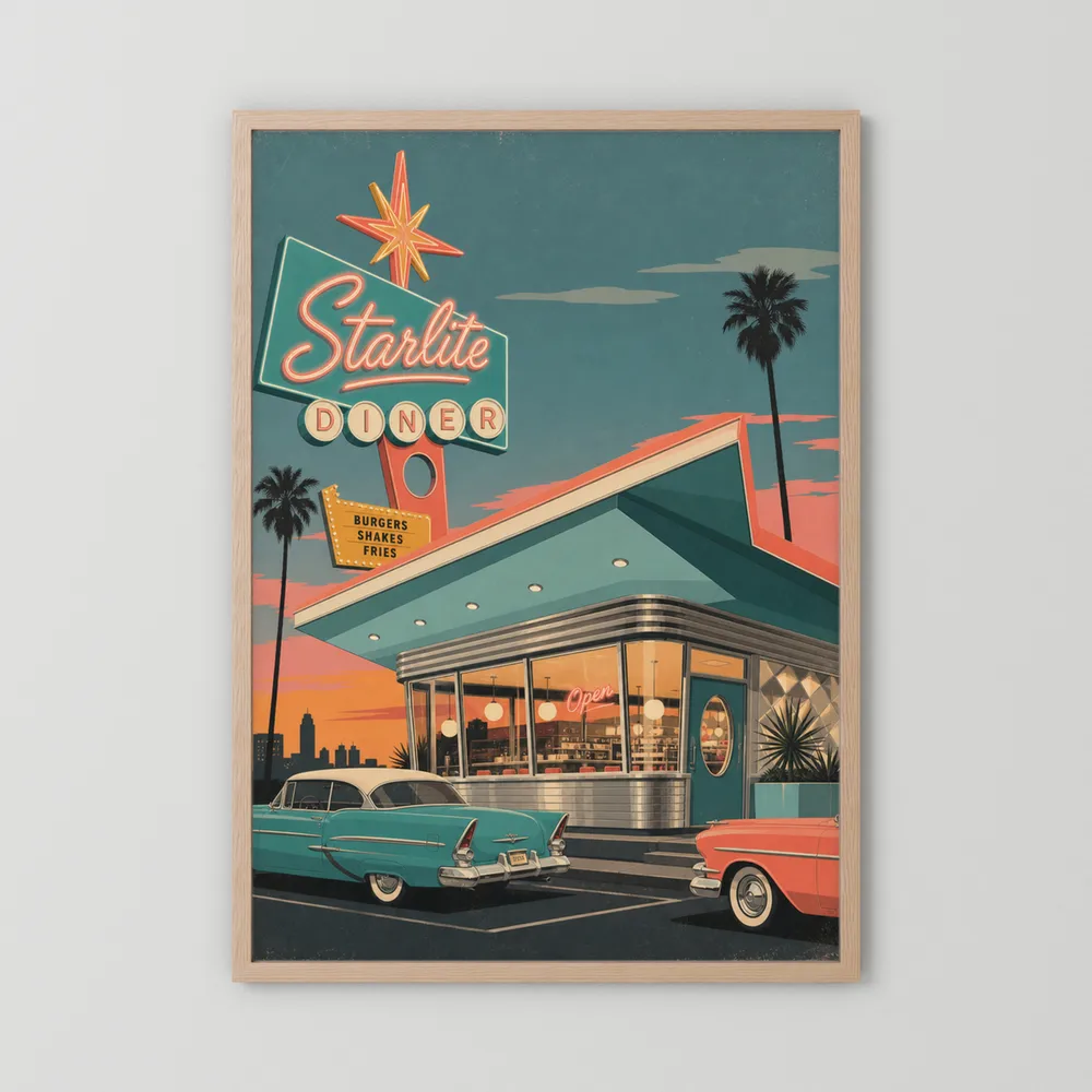 Starlite Diner Retro Americana Art Print