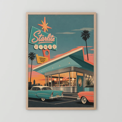 Starlite Diner Retro Americana Art Print