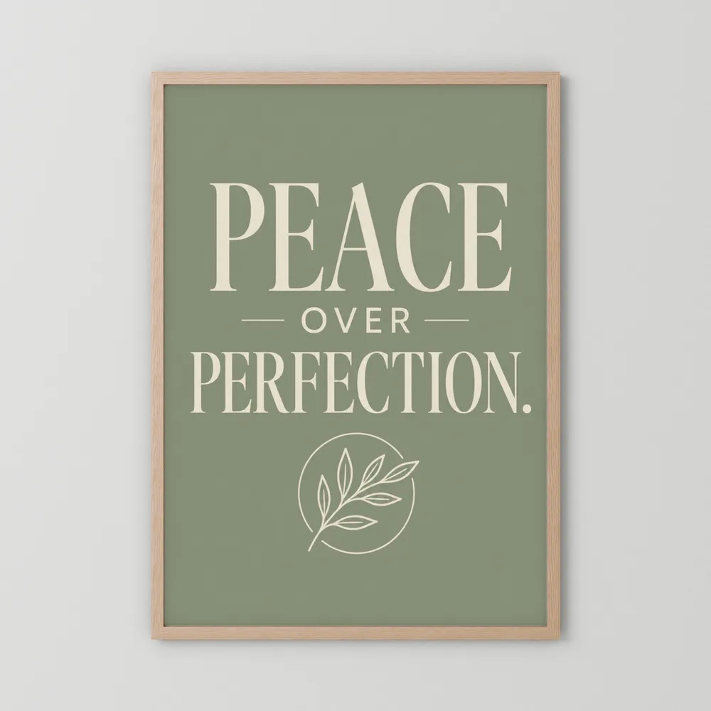 "Peace Over Perfection" Retro Botanical Art Print
