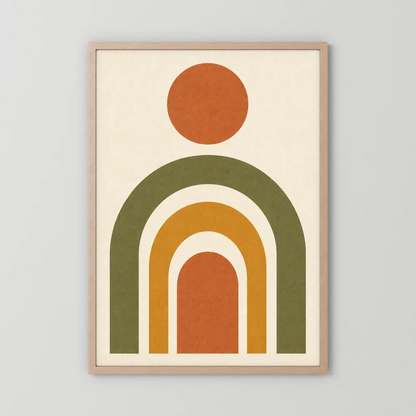 Terracotta Rainbow Sun Boho Minimalist Art Print