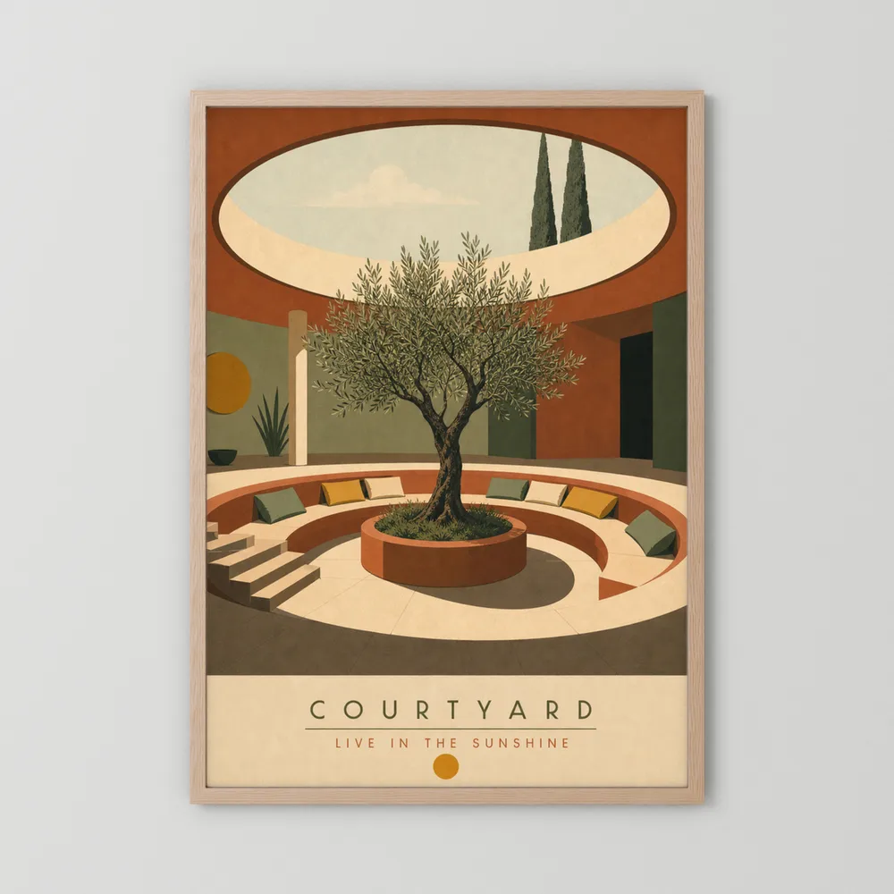Courtyard Live In The Sunshine Olive Tree Art Print