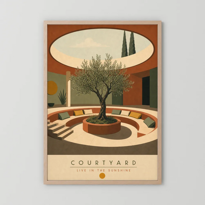 Courtyard Live In The Sunshine Olive Tree Art Print