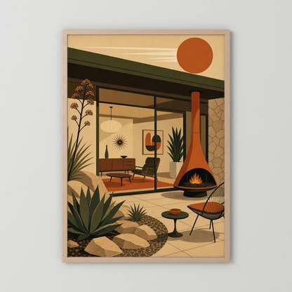 Mid-Century Modern Desert Oasis Art Print