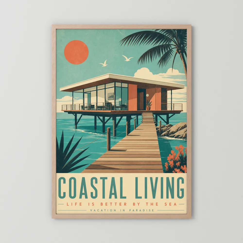 Coastal Living Mid-Century Beach House Art Print