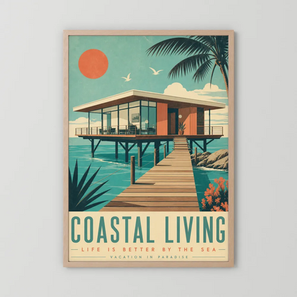 Coastal Living Mid-Century Beach House Art Print