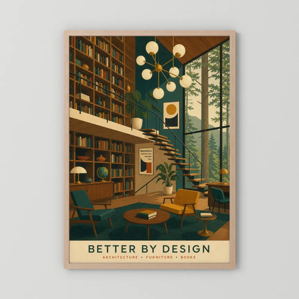 Better By Design Mid-Century Modern Library Art Print