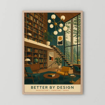Better By Design Mid-Century Modern Library Art Print