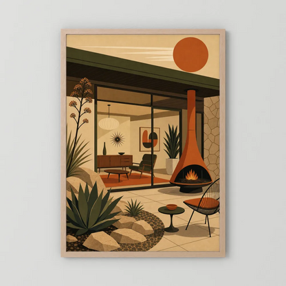 Mid-Century Modern Desert Oasis Art Print