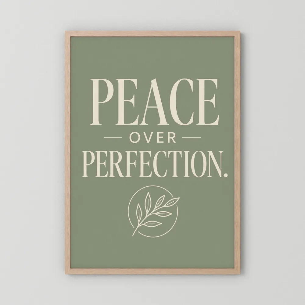 "Peace Over Perfection" Retro Botanical Art Print