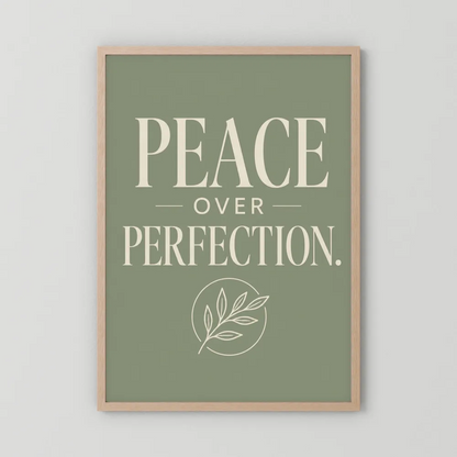 "Peace Over Perfection" Retro Botanical Art Print