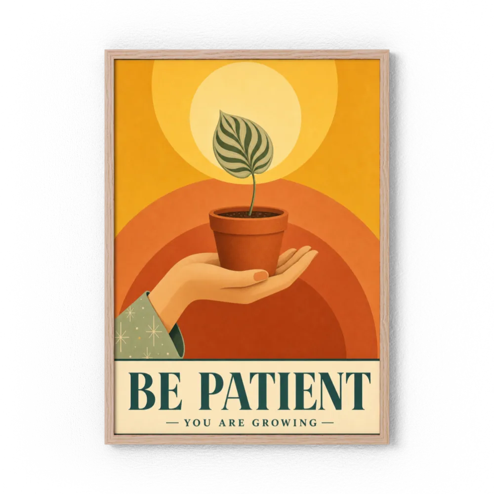 Be Patient – Retro Botanical Plant Art Print
