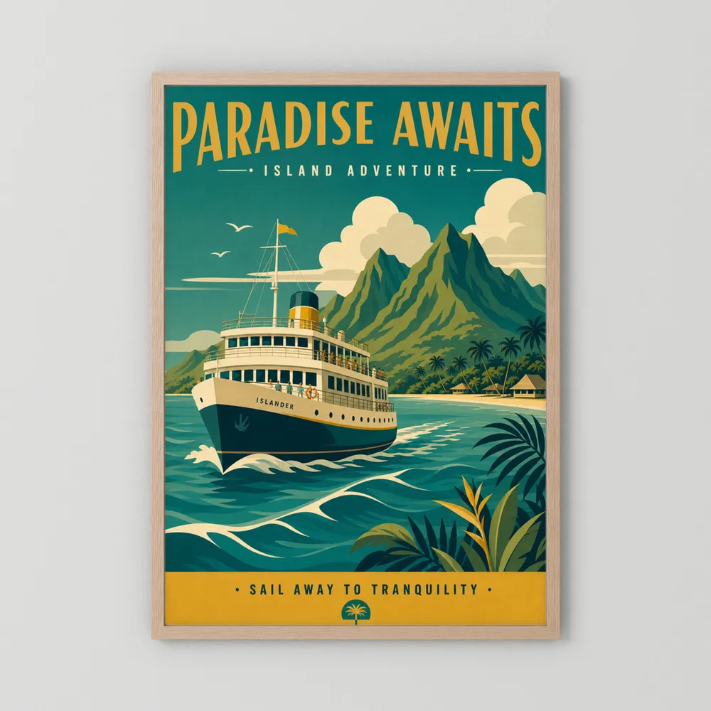 Paradise Awaits Vintage Island Travel Poster Art Print