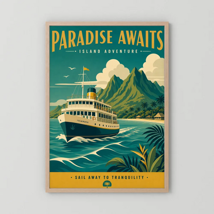 Paradise Awaits Vintage Island Travel Poster Art Print
